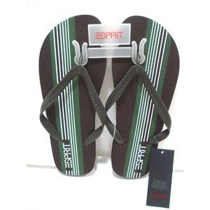 ESPRIT FINN-E Mens Flip Flop Sandals Dark Brown/Green Size 10 New